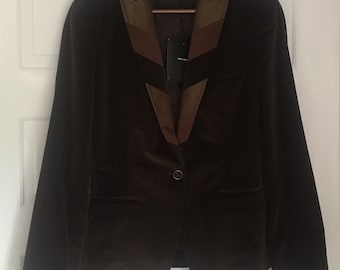 Dolce & Gabbana Brown Patchwork Blazer Jacket Size 44