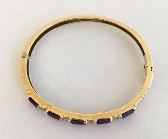 14k Gold Bracelet with Amethyst and Diamond Accen… - image 1