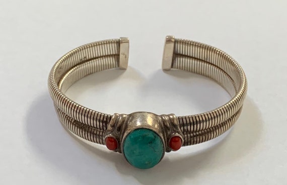 Joseph Esposito Flex Turqoise and Red Coral Cuff … - image 3