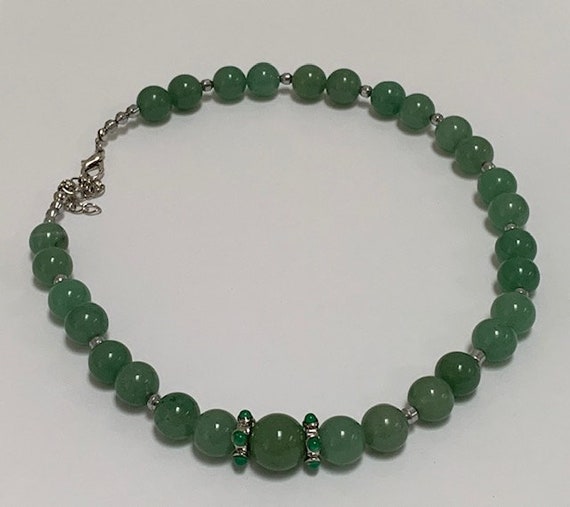 Chinese Vintage Oriental Style Necklace Jade Gree… - image 3
