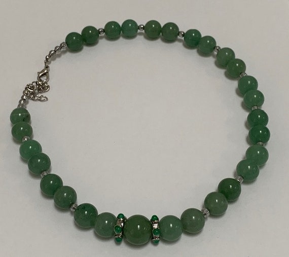 Chinese Vintage Oriental Style Necklace Jade Gree… - image 5