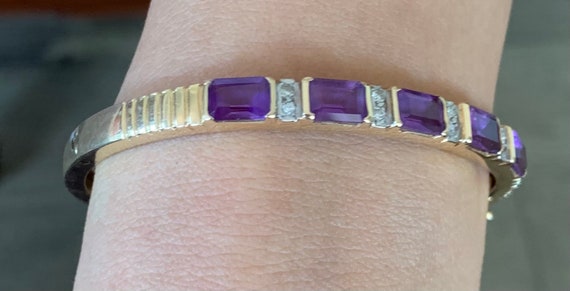 14k Gold Bracelet with Amethyst and Diamond Accen… - image 4