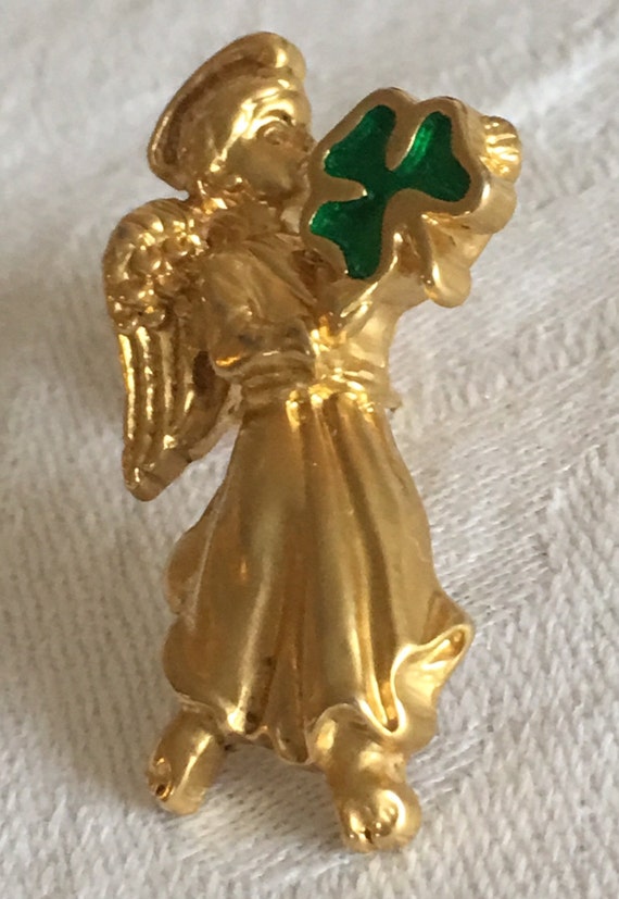 Avon Angel Girl goldtone Enamel Brooch Pin, - image 2