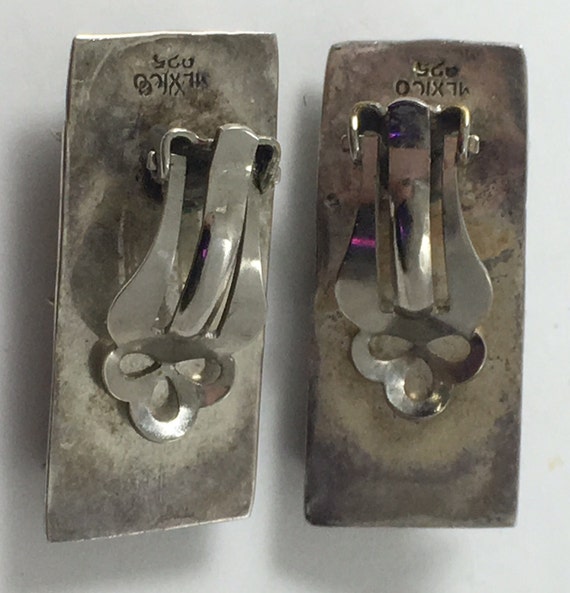 Mexico Sterling Silver Multi-Stone Earrings Signed - image 5