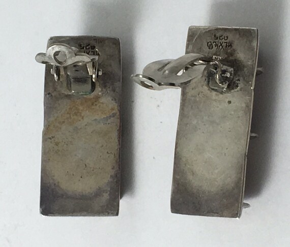 Mexico Sterling Silver Multi-Stone Earrings Signed - image 4