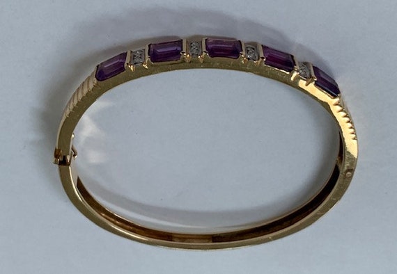 14k Gold Bracelet with Amethyst and Diamond Accen… - image 5