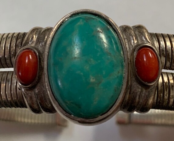 Joseph Esposito Flex Turqoise and Red Coral Cuff … - image 5