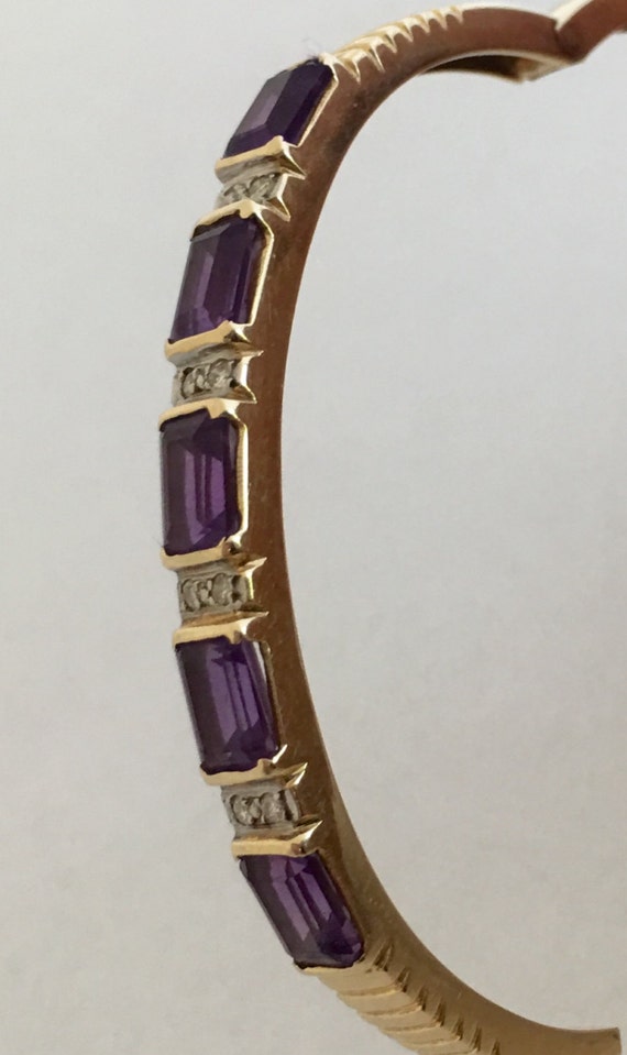 14k Gold Bracelet with Amethyst and Diamond Accen… - image 7