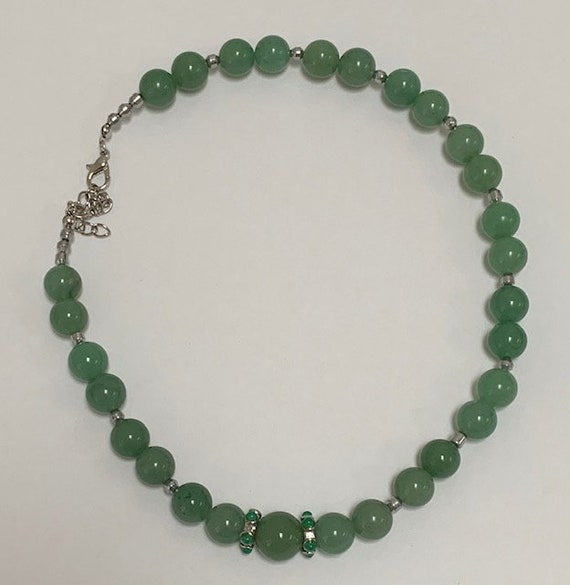 Chinese Vintage Oriental Style Necklace Jade Gree… - image 4