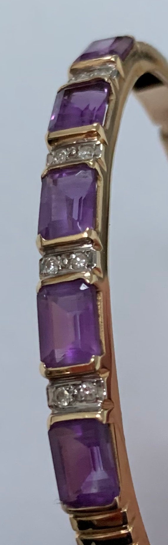 14k Gold Bracelet with Amethyst and Diamond Accen… - image 8