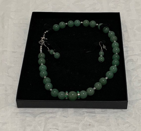 Chinese Vintage Oriental Style Necklace Jade Gree… - image 2