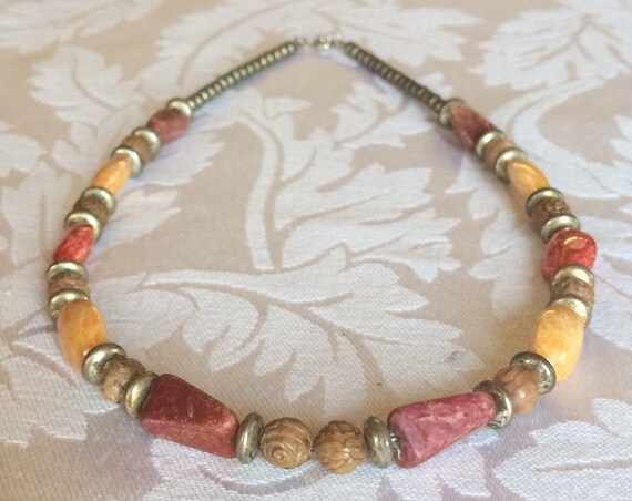 Vintage Nice Handcrafted Colorful Woods Beads and… - image 2