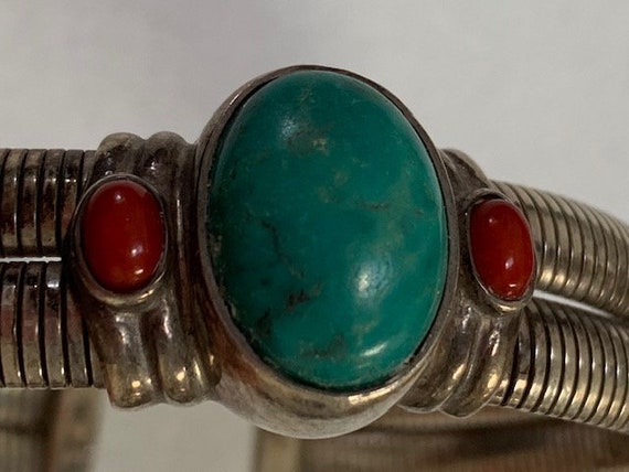 Joseph Esposito Flex Turqoise and Red Coral Cuff … - image 4