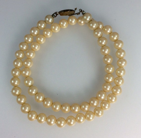 Vintage Single Strand Faux Pearls 16" Necklace Ja… - image 3
