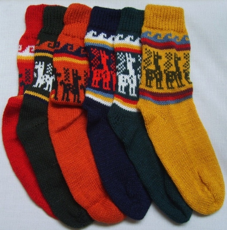 Alpaca Socks, warm and comfortable, 100% Alpaca wool yarn socks, bright colors. image 1