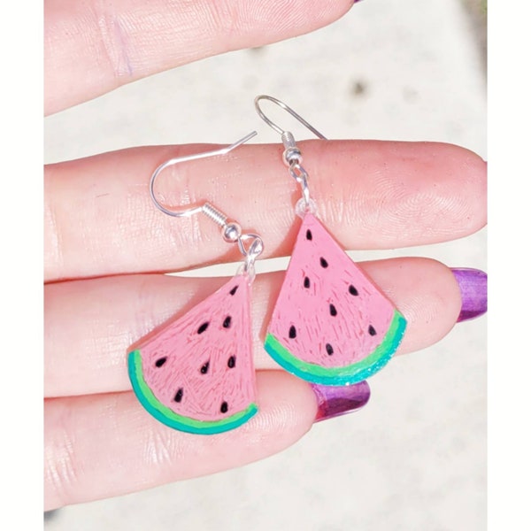 Watermelon slice earrings