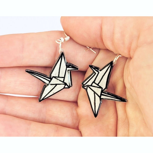 Origami crane earrings