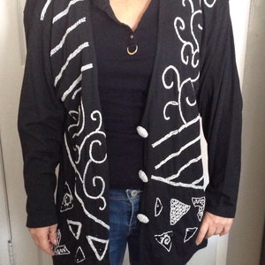 Black Beaded and Sequin Jacket Blazer – 1980 – Size Medium - Designer Eminent - Free Shipping