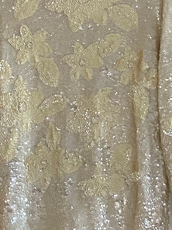 Cream Iridescent Sequin Vintage Sweater- Size Med… - image 7