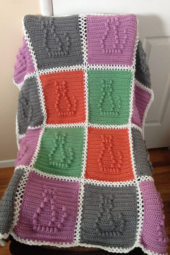 Handmade Crochet Baby Blanket Custom Pink Blue Green Purple Red Orange Grey