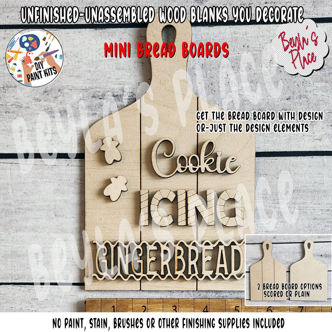Mini Bread Board Cutting Board,cookie,icing,gingerbread/unfinished DIY ...