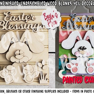 Easter Themed, Easter Blessings/Unfinished Tiered Tray Decor/DIY 3D Wood Blanks/Bunny, Rabbit, eggs