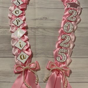 HS/ Middle school Promotion/ Pink/ Pearl beads Bows/ Coquette graduation lei