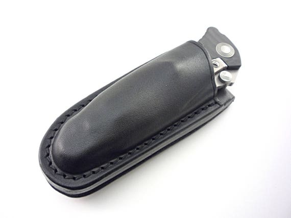 fits 4 1/2 " folding knife handmade saddle tan leather sheath 