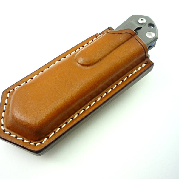 Custom Handmade Narrow Snap Back MOLLE Leather Sheath for Chris Reeve Sebenza Knife, Other Models Available