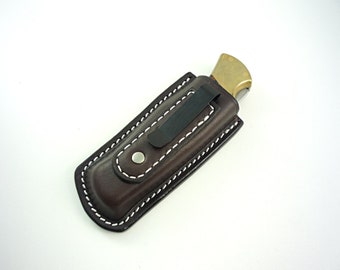 Custom Handmade Vertical Pocket or In-Waistband Leather Sheath for Buck 110 Folding Knife, Other Models Available