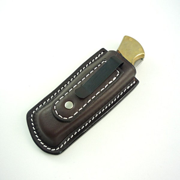 Poche verticale faite à la main sur mesure ou gaine en cuir dans la ceinture pour couteau pliant Buck 110, autres modèles disponibles