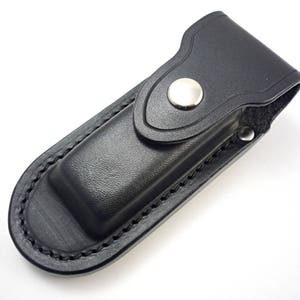 Custom Handmade Steel Clip Vertical Leather Sheath for Leatherman Multitool or Knife