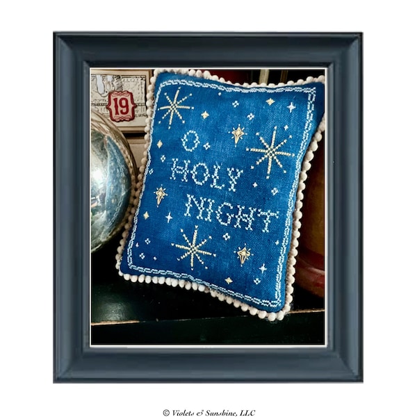 O Holy Night: A Christmas Carol Holiday Cross Stitch Pin Pillow