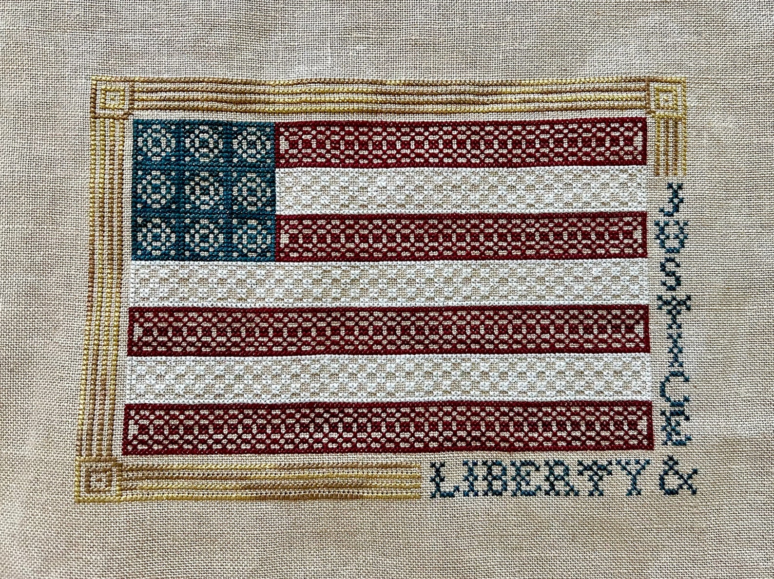 Liberty & Justice an American Flag Cross Stitch Sampler - Etsy