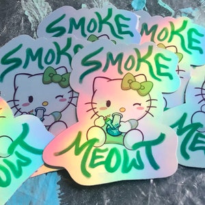 HOLOGRAPHIC 420 Hello Kitty Kawaii Stoner Sticker | Etsy