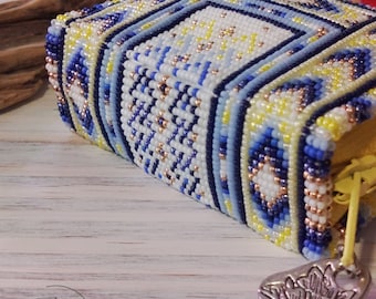CALLARON Portachiavi Etnico Fatto A Mano Con Perline Di Rame E Pietra Di Pino - Multicolore, 24x6 Cm