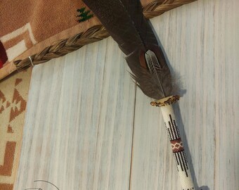 Smudge Feather, 'Scandinavia'- Natural Turkey Smudge Feather, Native Ceremonial Feather, Pipe Ceremony Feather, Gifts for Pipe Keepers