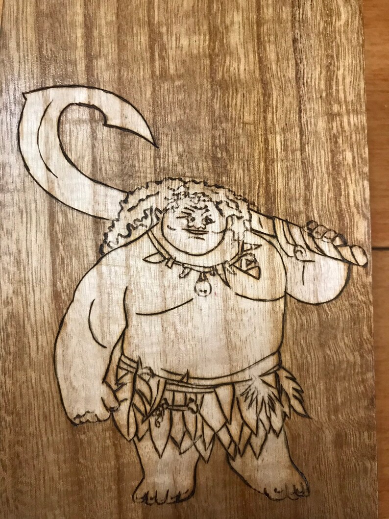 Rectangular box wood burned with a Samoan man