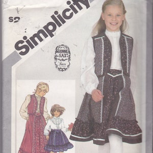 Vintage Simplicity 5162 Size 7, NEW/UNCUT/FF, Girls Skirt, Vest and Blouse, a Vintage Jessica/Gunne Sax trademarked pattern Western styling