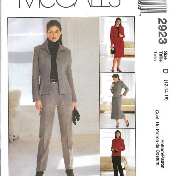 Vintage McCalls 2923 sz range 12-14-16, NEW/UNCUT/FF for Misses/Miss Petite Lined Jacket, Pants and Bias Skirt in 2 lengths. Princess seams
