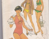 Vintage Simplicity 8028, NEW and UNCUT Bathing suit and Bikini pattern with cover up