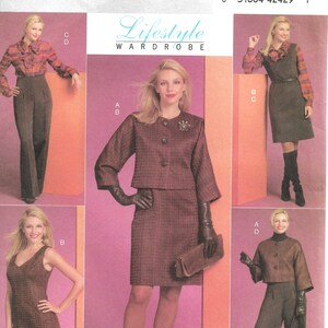 Butterick 5256 Sz 14-22, NEW/UNCUT/FF: A Lifestyle Wardrobe pattern. Modern Business Suit with jacket, blouse, dress & pants. Princess seams