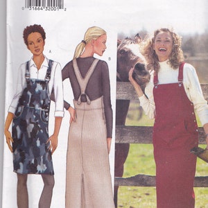 May include: A sewing pattern for three different styles of overalls. The pattern is for sizes 12-14-16. The pattern is from Butterick and the pattern number is 6705.