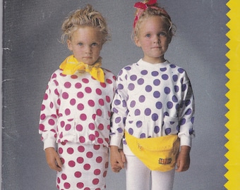 RARE Vintage Butterick 5788, NEW/UNcut/FF: Esprit Kids pattern for child&#39;s top, skirt & pants in size 2-3-4 for Stretch knits, Rated Easy