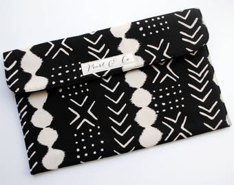 Diaper Clutch: Mud Cloth - Black Diaper Clutch - Diaper Bag Organizer - Diaper & Wipes Case - Black Nappy Clutch - Changing Clutch