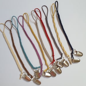 Braided Leather Pacifier Clip, Made with Suede Leather - Braided Leather Binky Clip - Soother Clip - Leather Paci Clip - Leather Binki Clip