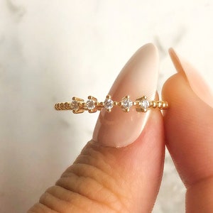 Adjustable 18k Gold Plated Ring With Micro CZ Pave Detailing