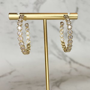 18K Gold Plated Hoops with CZ Detailing