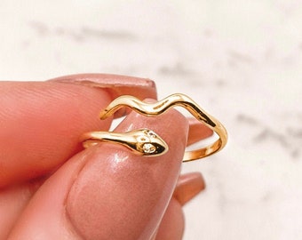 Adjustable 18K Gold Plated Snake Ring