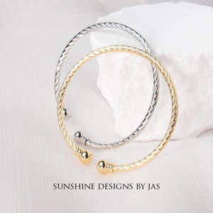 Adjustable 18K Gold/Platinum Plated Twisted Cuff Bracelet, Bangle, Gift For Her